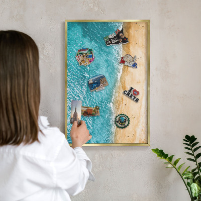 Tableau magnétique avec cadre de couleur dorée Mer et plage