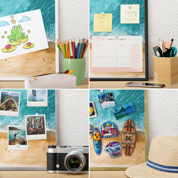 Tableau magnétique avec cadre de couleur dorée Mer et plage