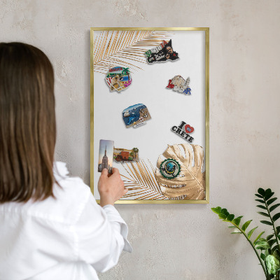 Tableau pour aimants cadre doré Feuilles élégantes