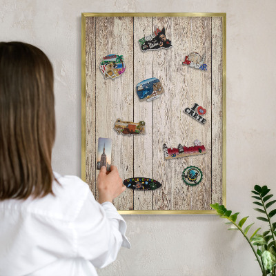 Tableau magnétique avec cadre de couleur dorée Texture bois