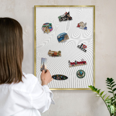 Tableau pour aimants cadre doré Ondes linéaires