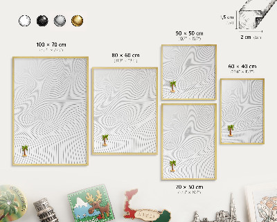 Tableau pour aimants cadre doré Ondes linéaires