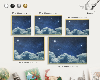 Tableau magnétique avec cadre de couleur dorée Nuit cosmique