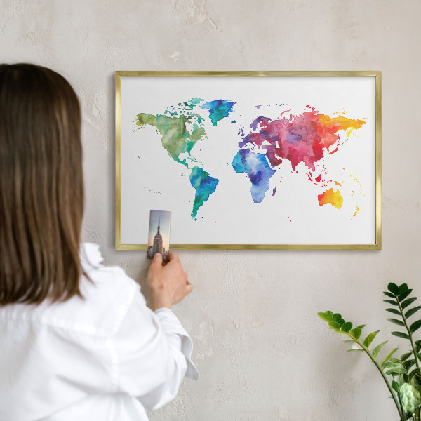 Tableau pour aimants cadre doré Carte des couleurs