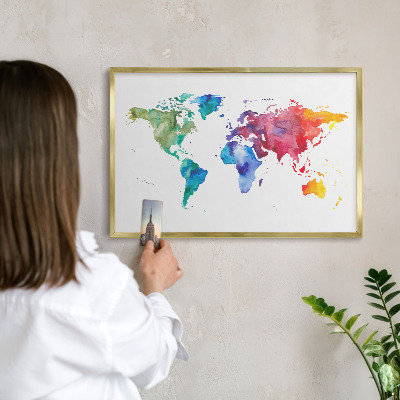Tableau pour aimants cadre doré Carte des couleurs