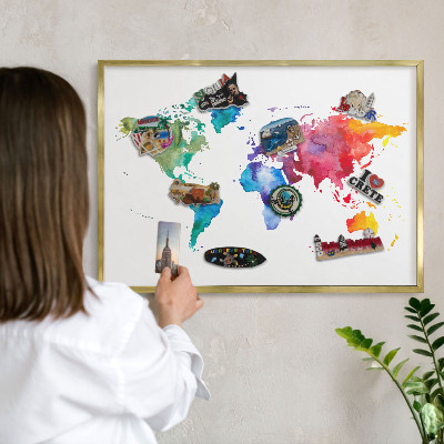 Tableau pour aimants cadre doré Carte des couleurs