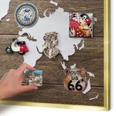 Tableau magnétique avec cadre de couleur dorée Carte en bois
