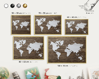 Tableau magnétique avec cadre de couleur dorée Carte en bois