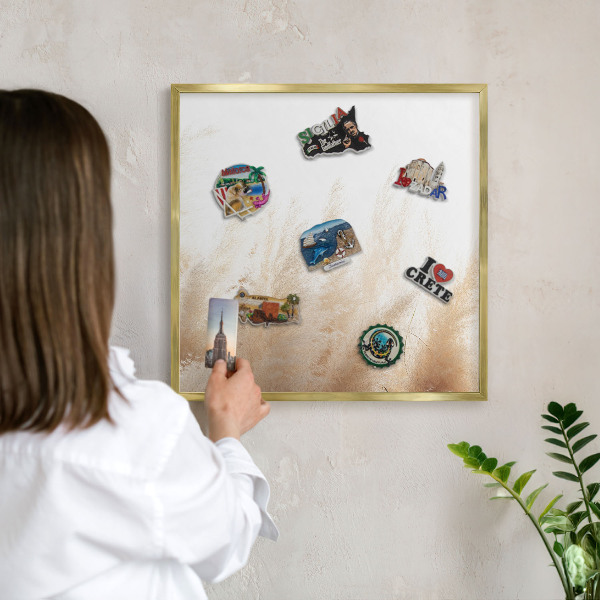 Tableau pour aimants cadre doré Graminées essentielles