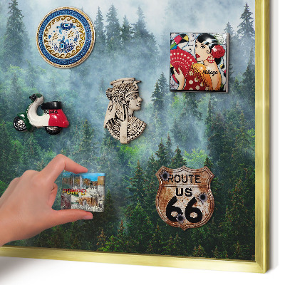 Tableau magnétique avec cadre de couleur dorée Forêt mystérieuse