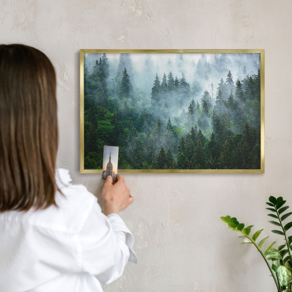 Tableau magnétique avec cadre de couleur dorée Forêt mystérieuse