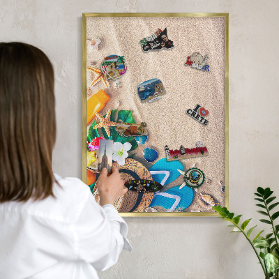 Tableau magnétique avec cadre de couleur dorée Détente estivale