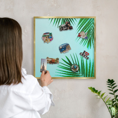 Tableau pour aimants cadre doré Feuilles vertes