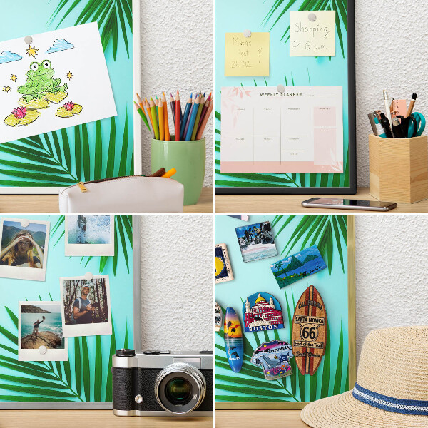 Tableau pour aimants cadre doré Feuilles vertes