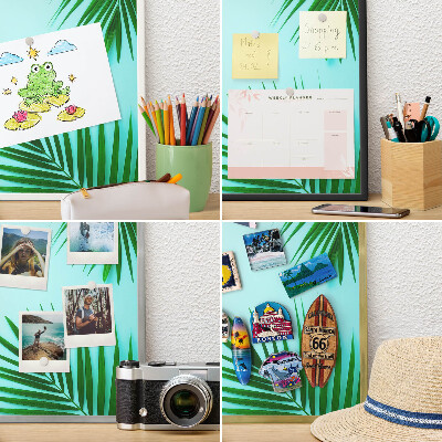 Tableau pour aimants cadre doré Feuilles vertes