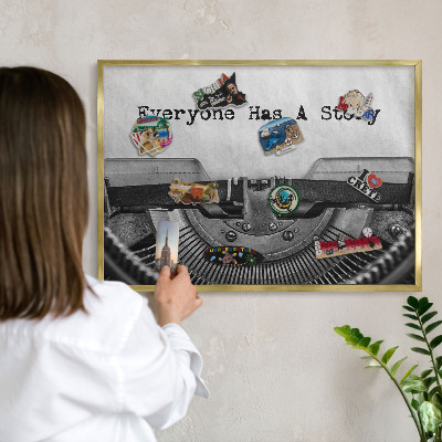 Tableau pour aimants cadre doré Machine vintage