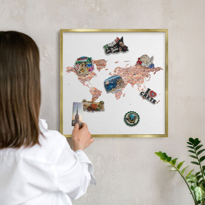 Tableau pour aimants cadre doré Carte en briques