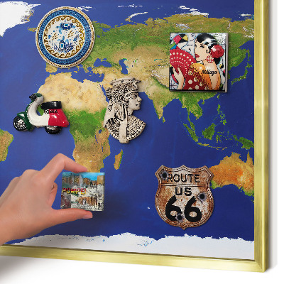 Tableau pour aimants cadre doré Cartographier le globe