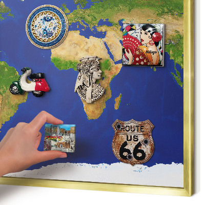 Tableau pour aimants cadre doré Cartographier le globe