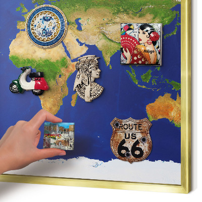 Tableau pour aimants cadre doré Cartographier le globe