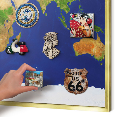 Tableau pour aimants cadre doré Cartographier le globe