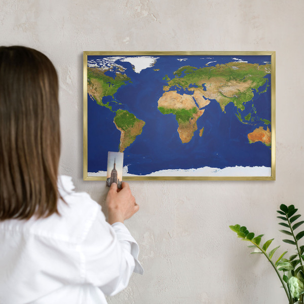 Tableau pour aimants cadre doré Cartographier le globe