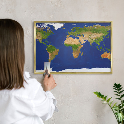 Tableau pour aimants cadre doré Cartographier le globe