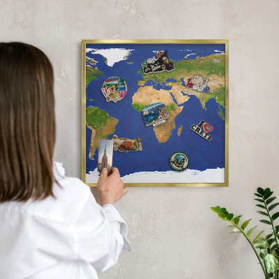 Tableau pour aimants cadre doré Cartographier le globe