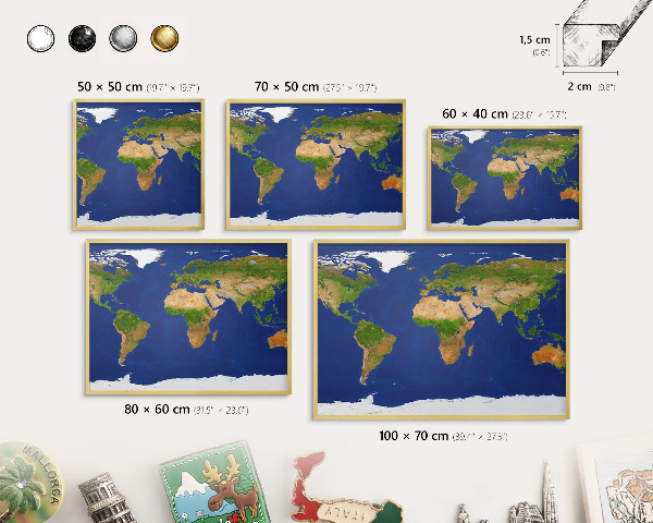 Tableau pour aimants cadre doré Cartographier le globe