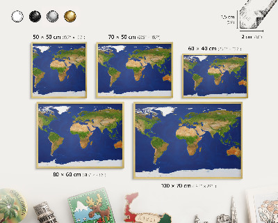 Tableau pour aimants cadre doré Cartographier le globe