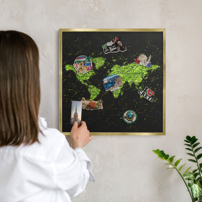 Tableau magnétique avec cadre de couleur dorée Carte verte
