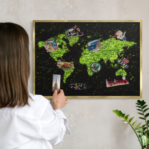 Tableau magnétique avec cadre de couleur dorée Carte verte