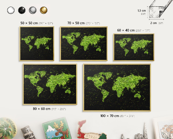 Tableau magnétique avec cadre de couleur dorée Carte verte