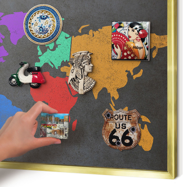 Tableau pour aimants cadre doré Carte des couleurs