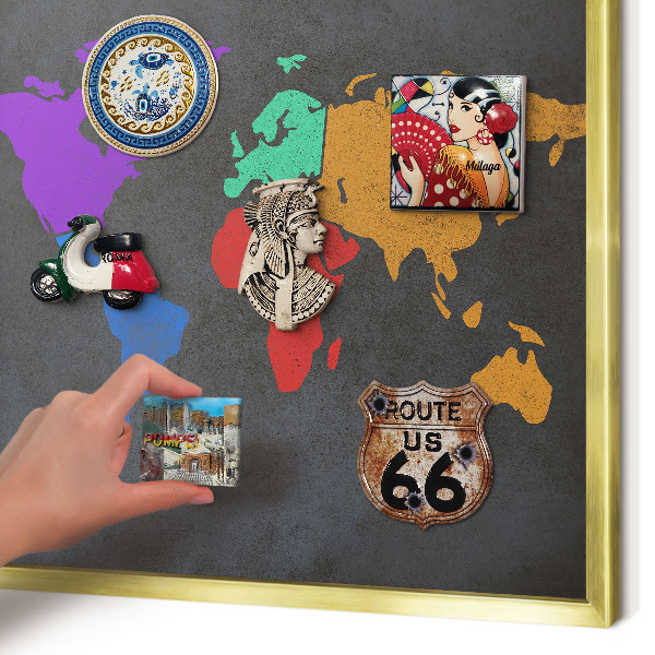 Tableau pour aimants cadre doré Carte des couleurs