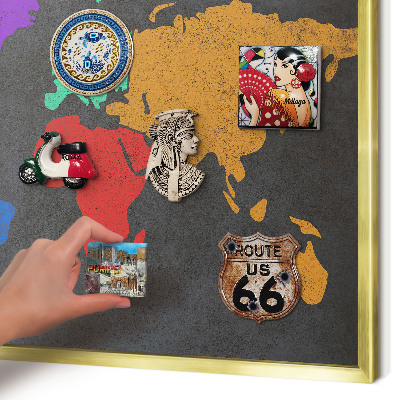 Tableau pour aimants cadre doré Carte des couleurs