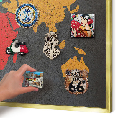 Tableau pour aimants cadre doré Carte des couleurs