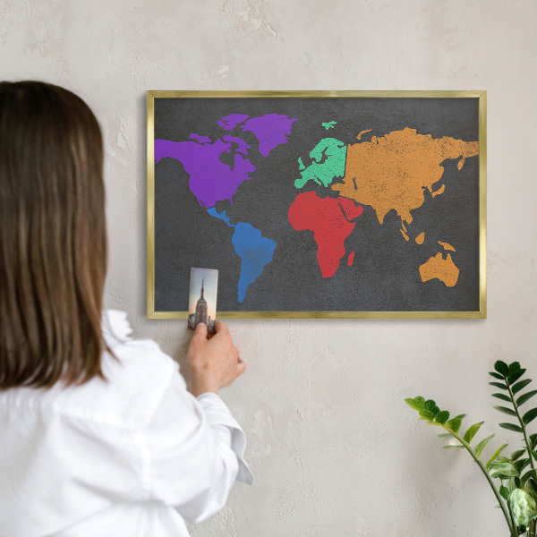 Tableau pour aimants cadre doré Carte des couleurs