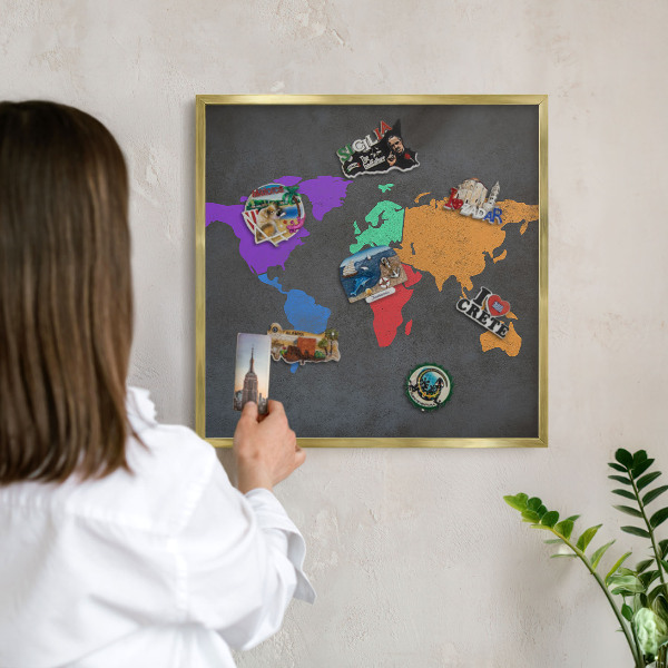 Tableau pour aimants cadre doré Carte des couleurs