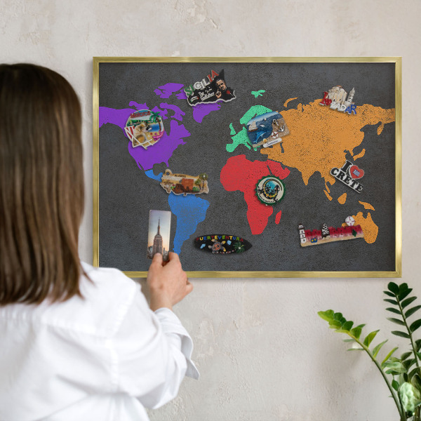 Tableau pour aimants cadre doré Carte des couleurs