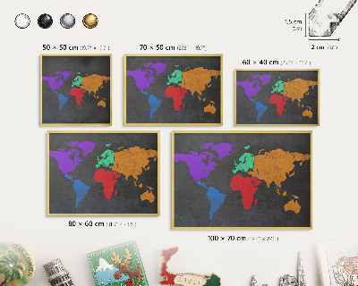 Tableau pour aimants cadre doré Carte des couleurs