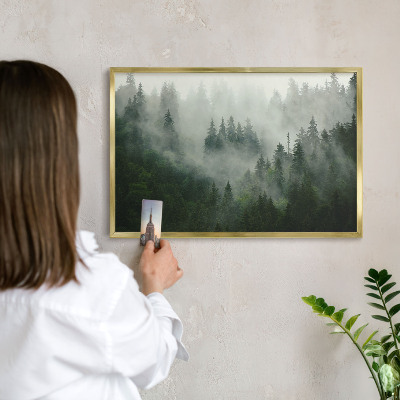 Tableau magnétique avec cadre de couleur dorée Magie de la forêt