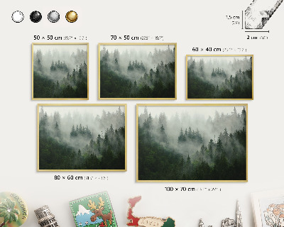 Tableau magnétique avec cadre de couleur dorée Magie de la forêt