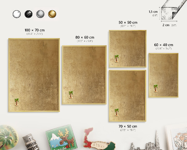 Tableau pour aimants cadre doré Texture jaune