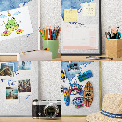 Tableau magnétique avec cadre de couleur dorée Carte à l'aquarelle