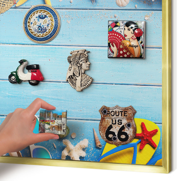 Tableau pour aimants cadre doré Plage de vacances