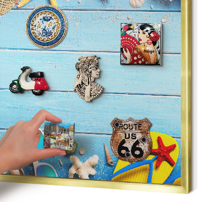 Tableau pour aimants cadre doré Plage de vacances