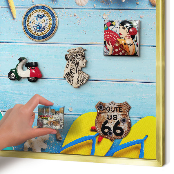 Tableau pour aimants cadre doré Plage de vacances