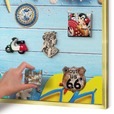 Tableau pour aimants cadre doré Plage de vacances