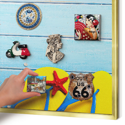 Tableau pour aimants cadre doré Plage de vacances